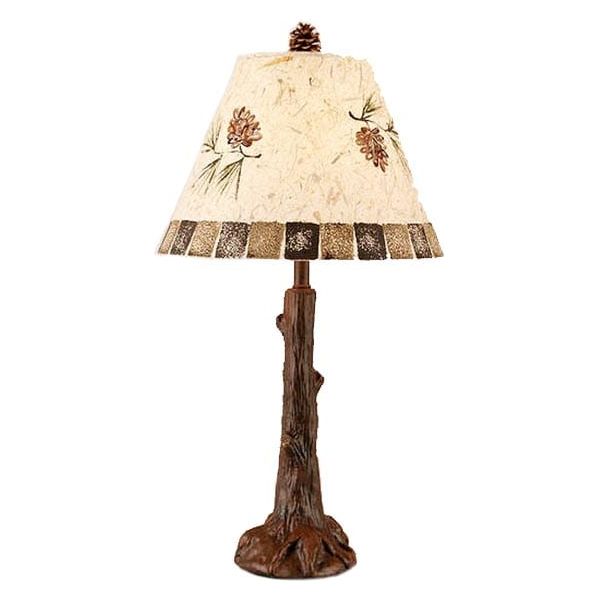Tree Trunk Table Lamp with Pine Cone Shade