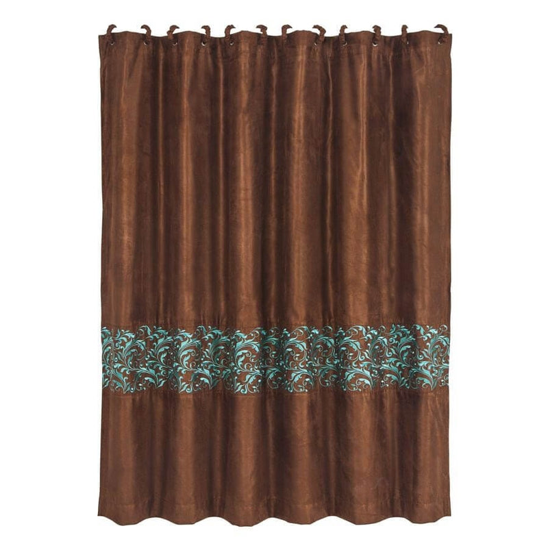Turquoise Scroll Shower Curtain