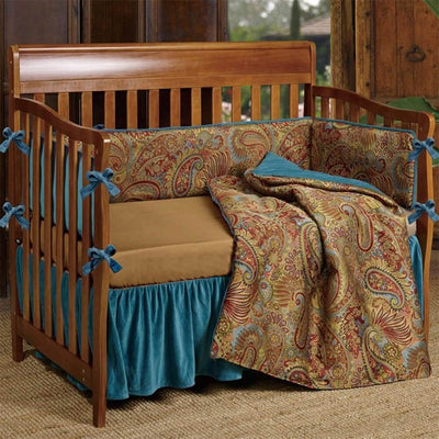 Western Teal Paisley Crib Bedding Collection