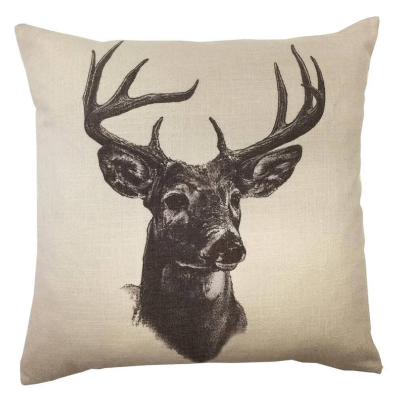 Whitetail Deer Linen Print Pillow