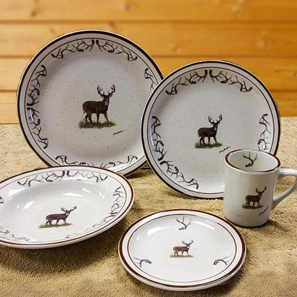 Wildlife Series - Whitetail Deer Antler 20 PC Dinnerware