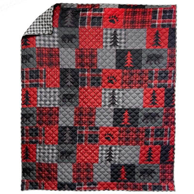 Woodland Black Bear Quilted Throw