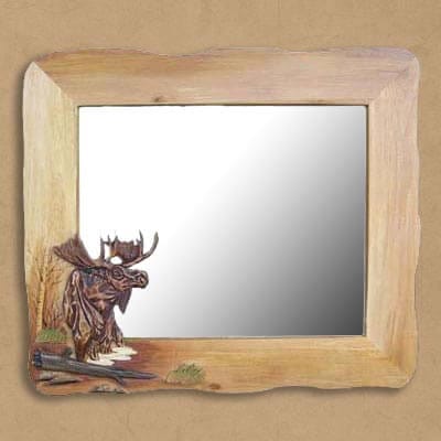 Woodland Moose Wood Framed Mirror